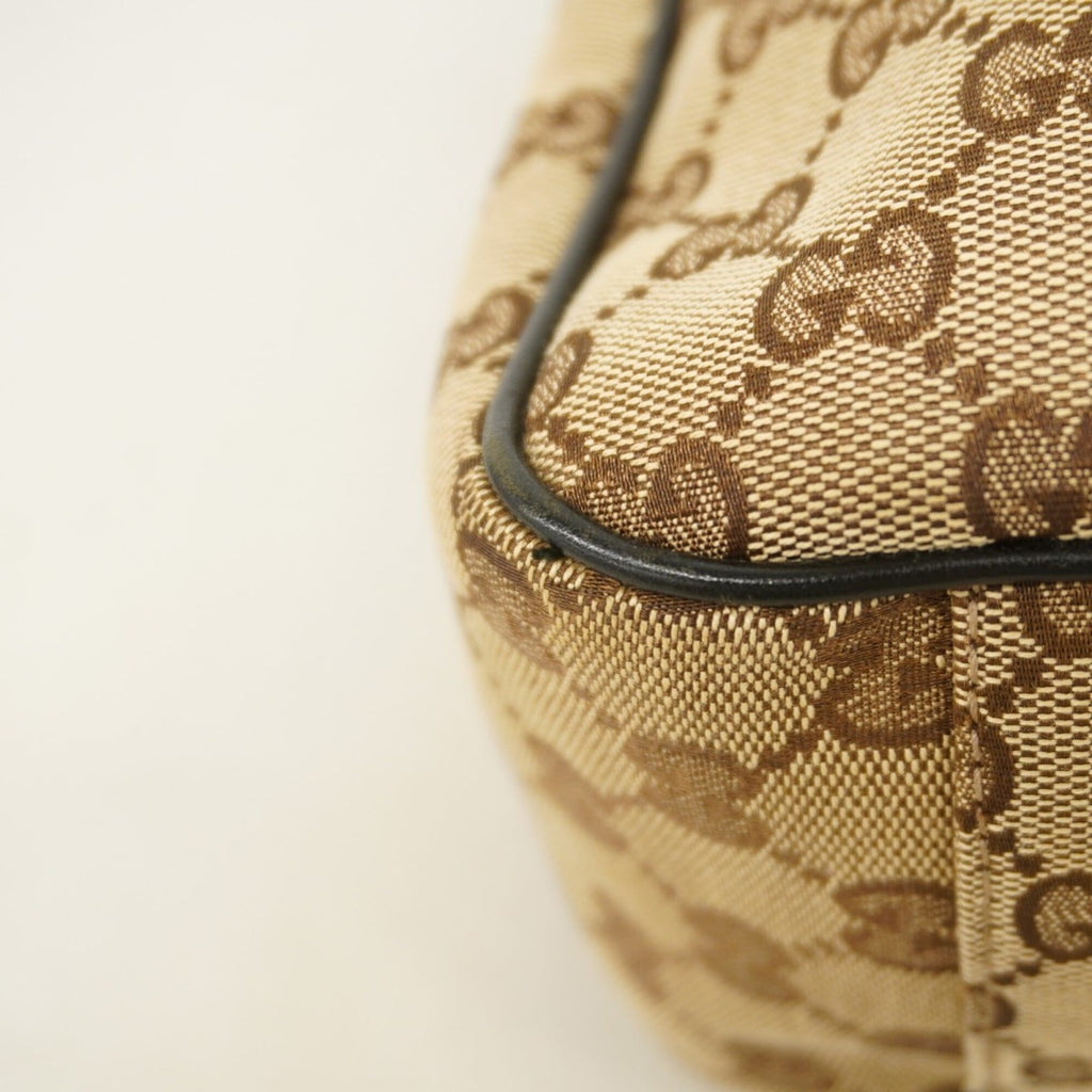 Gucci Beige Black Canvas Tote Bag (Pre-Owned)