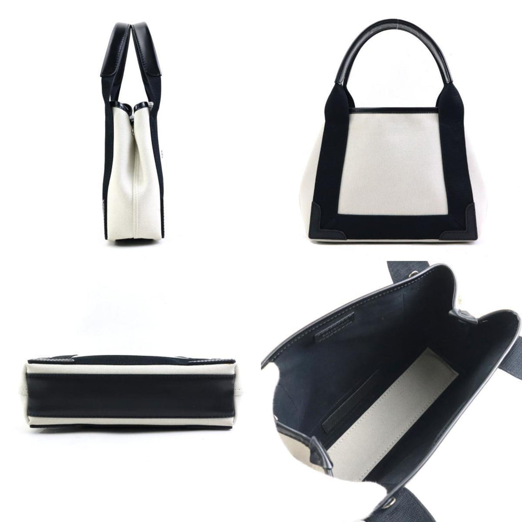 Balenciaga Black Ivory Canvas Leather Hand