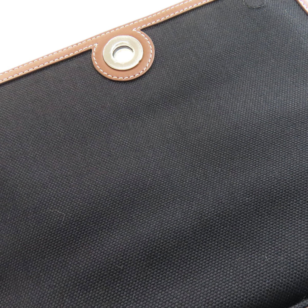Burberry Black Brown Canvas Leather Shoulder Bag