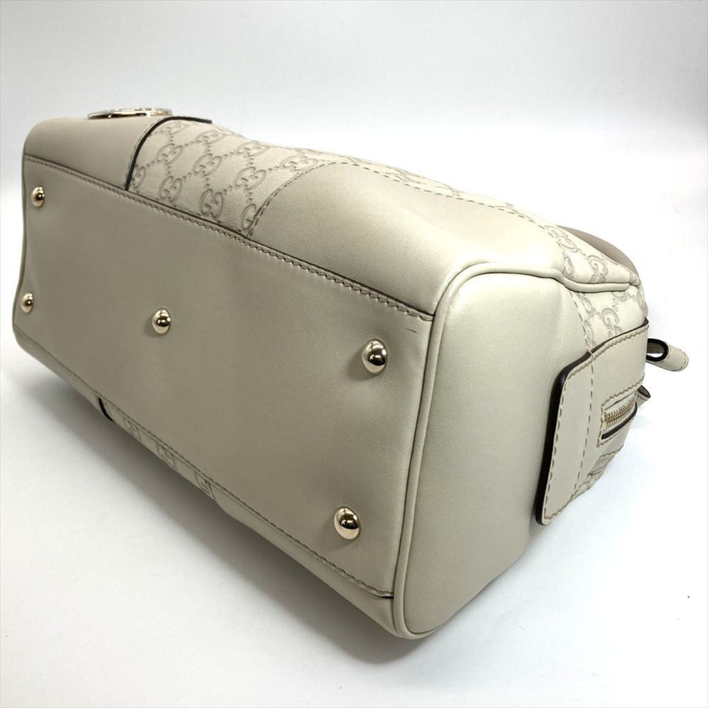 Gucci Beige Gg Leather Boston Bag Handbag (Pre-Owned)