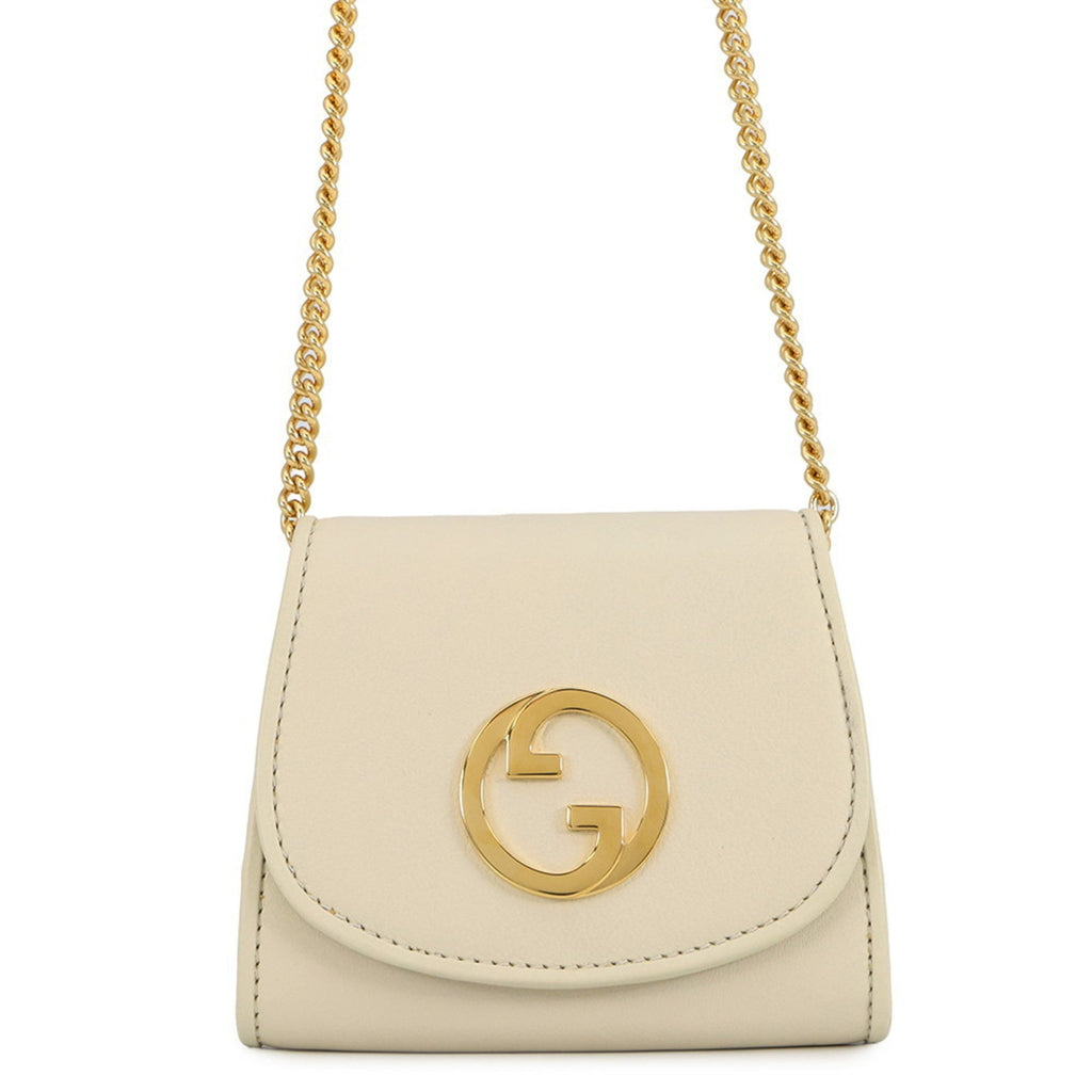Gucci Off-White White Leather Chain/Shoulder Wallet (Pre-Owned)