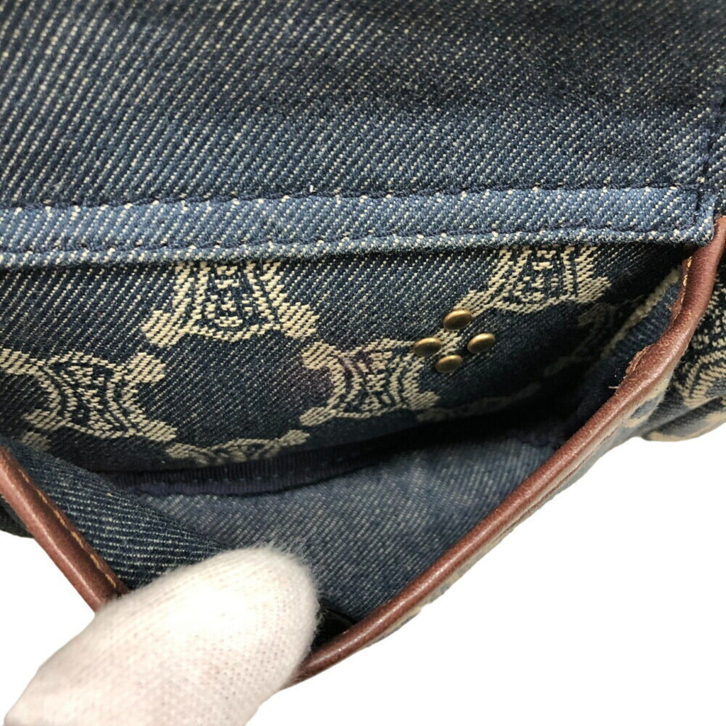 Celine Blue Brown Denim Leather Fanny Pack Sling Bag