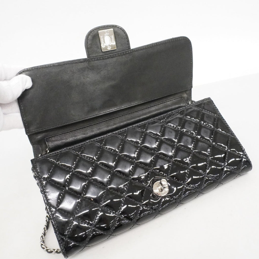 Chanel Black Patent Leather Chain/Shoulder Wallet