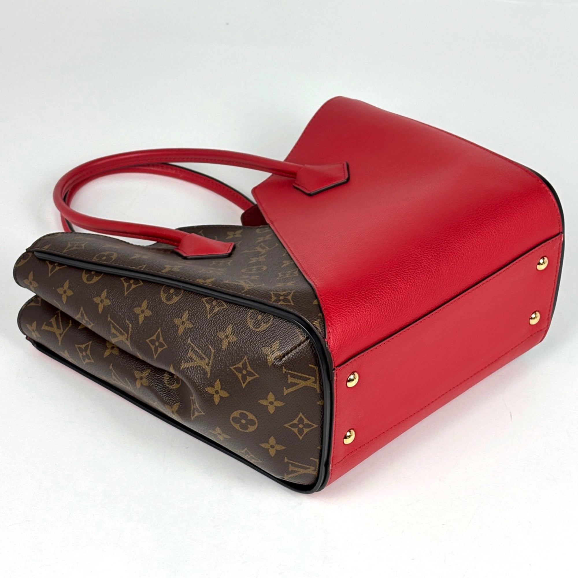 Louis Vuitton Cerise Red Brown Monogram Handbag Tote Bag