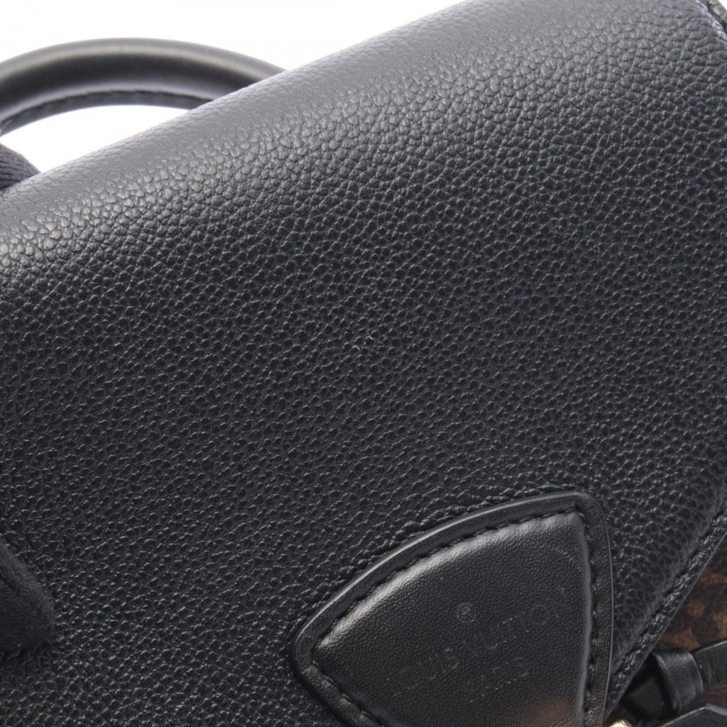 Louis Vuitton Black Brown Coated Canvas Monogram Leather Backpack Handbag