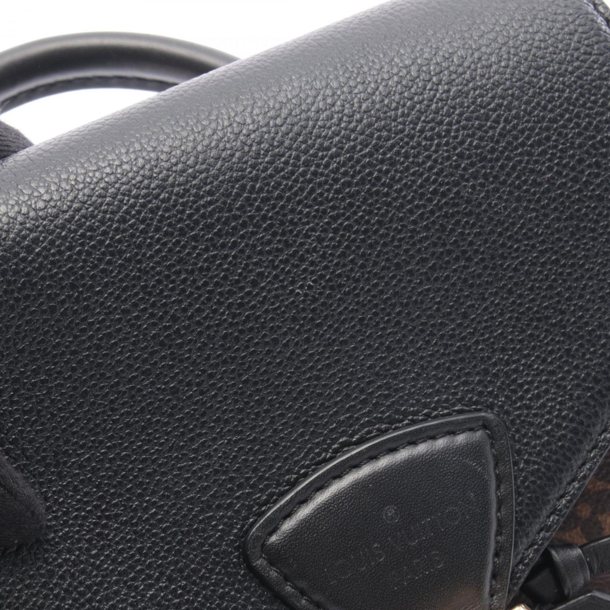 Louis Vuitton Black Brown Coated Canvas Monogram Leather Backpack Handbag