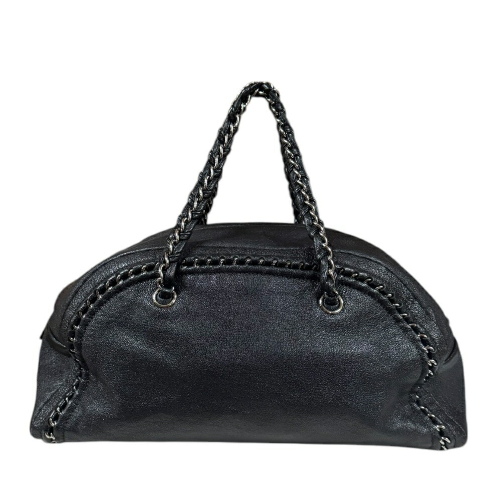 Chanel Black Leather Boston Bag