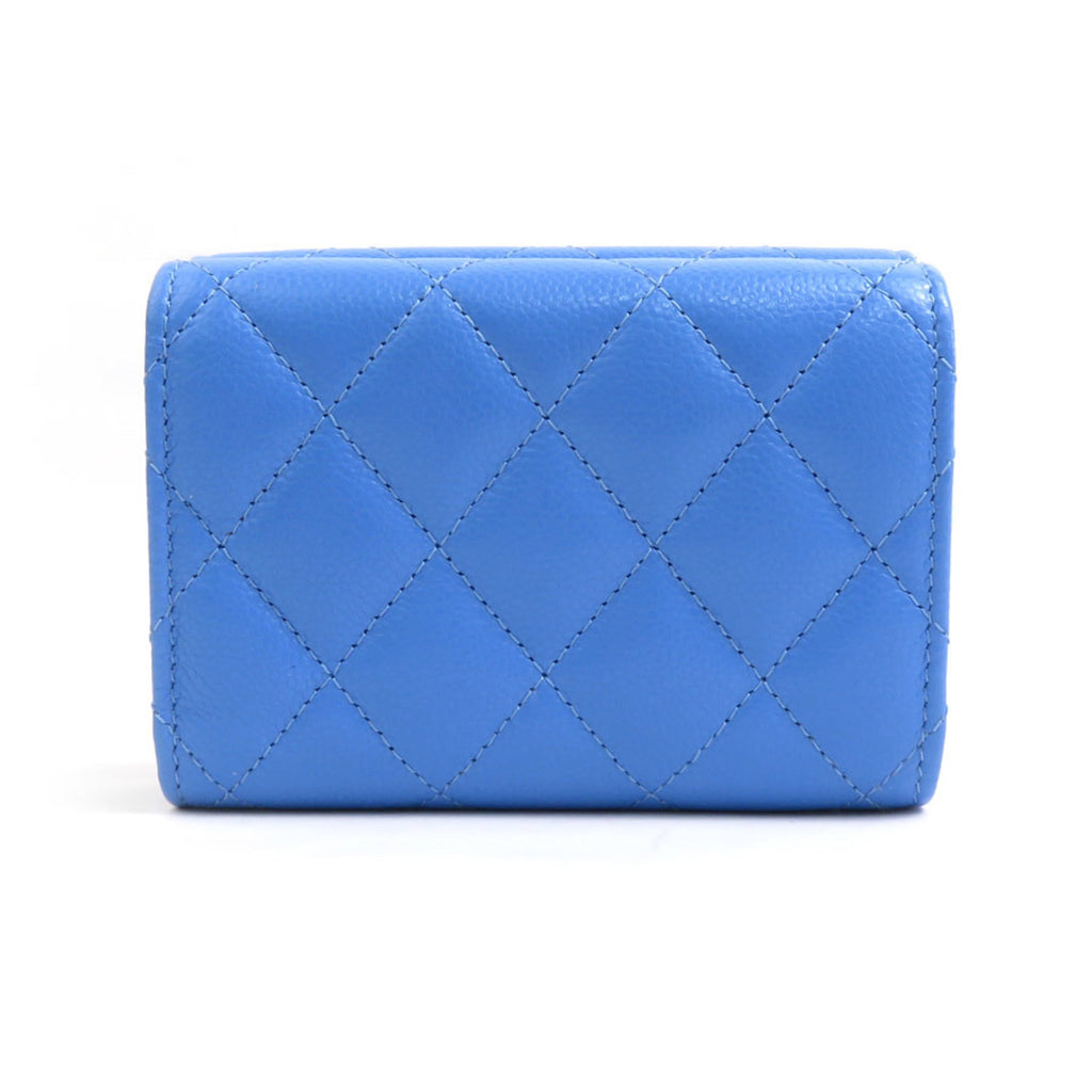 Chanel Blue Grained Calfskin Wallet (Tri-Fold)