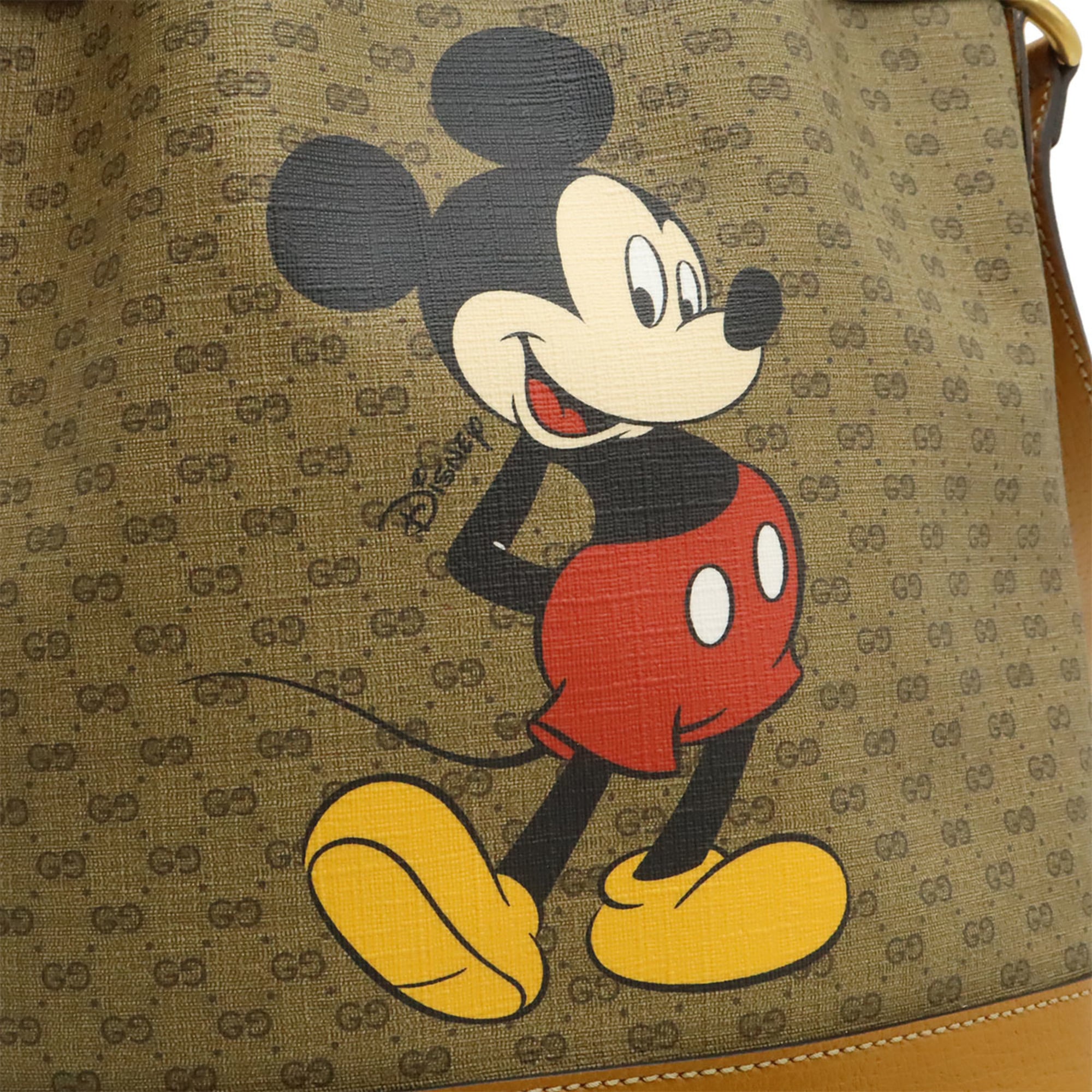 Gucci Beige Light Brown Coated Canvas Leather Shoulder Bag (Pre-Owned)