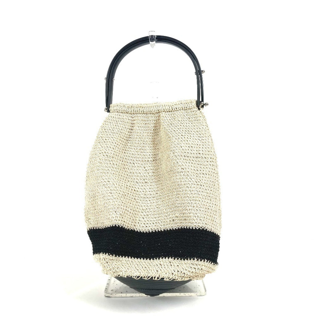 Chanel Beige Black Mesh Handbag