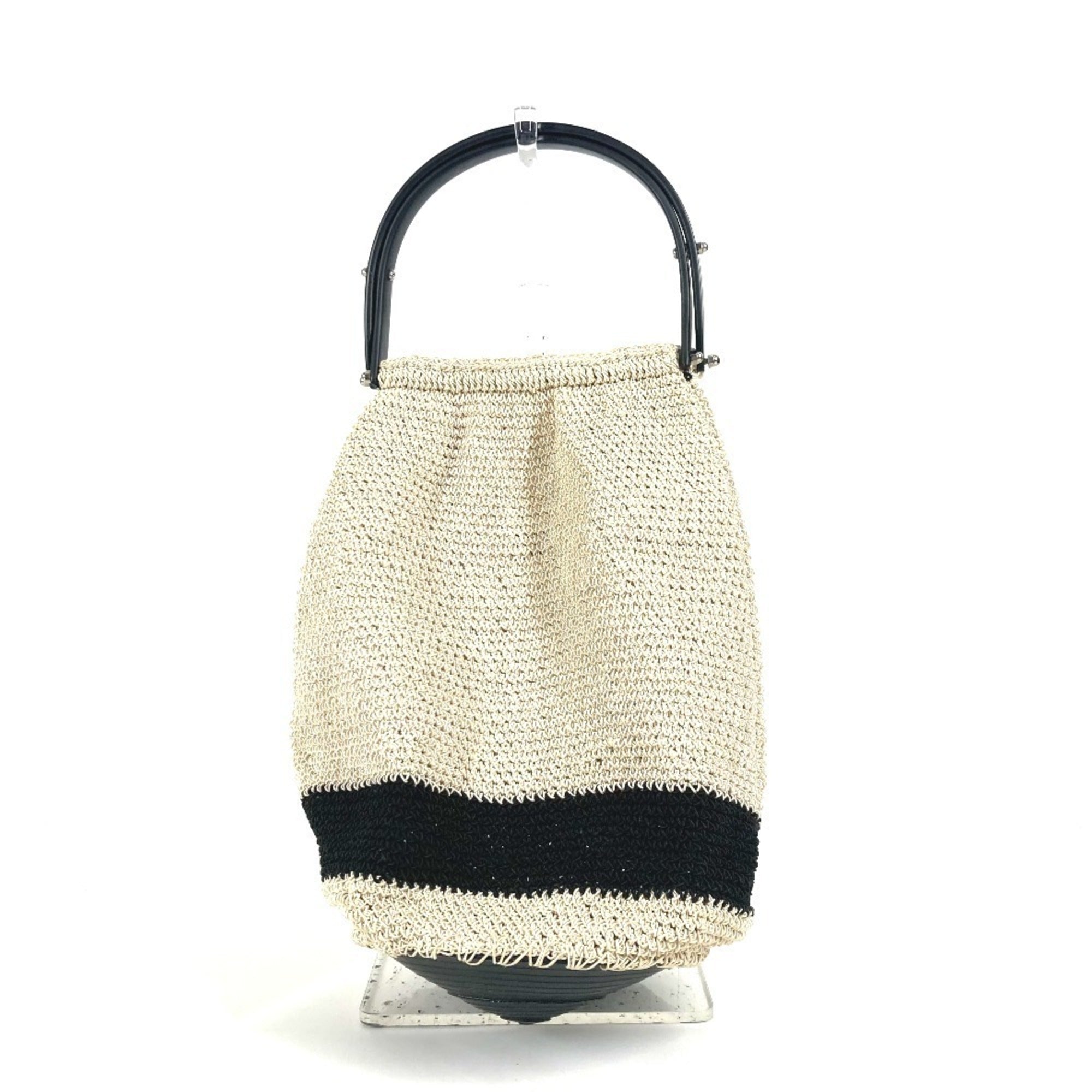 Chanel Beige Black Mesh Handbag