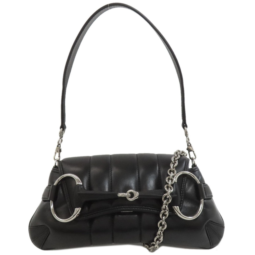 Gucci Horsebit Black Leather Handbag (Pre-Owned)