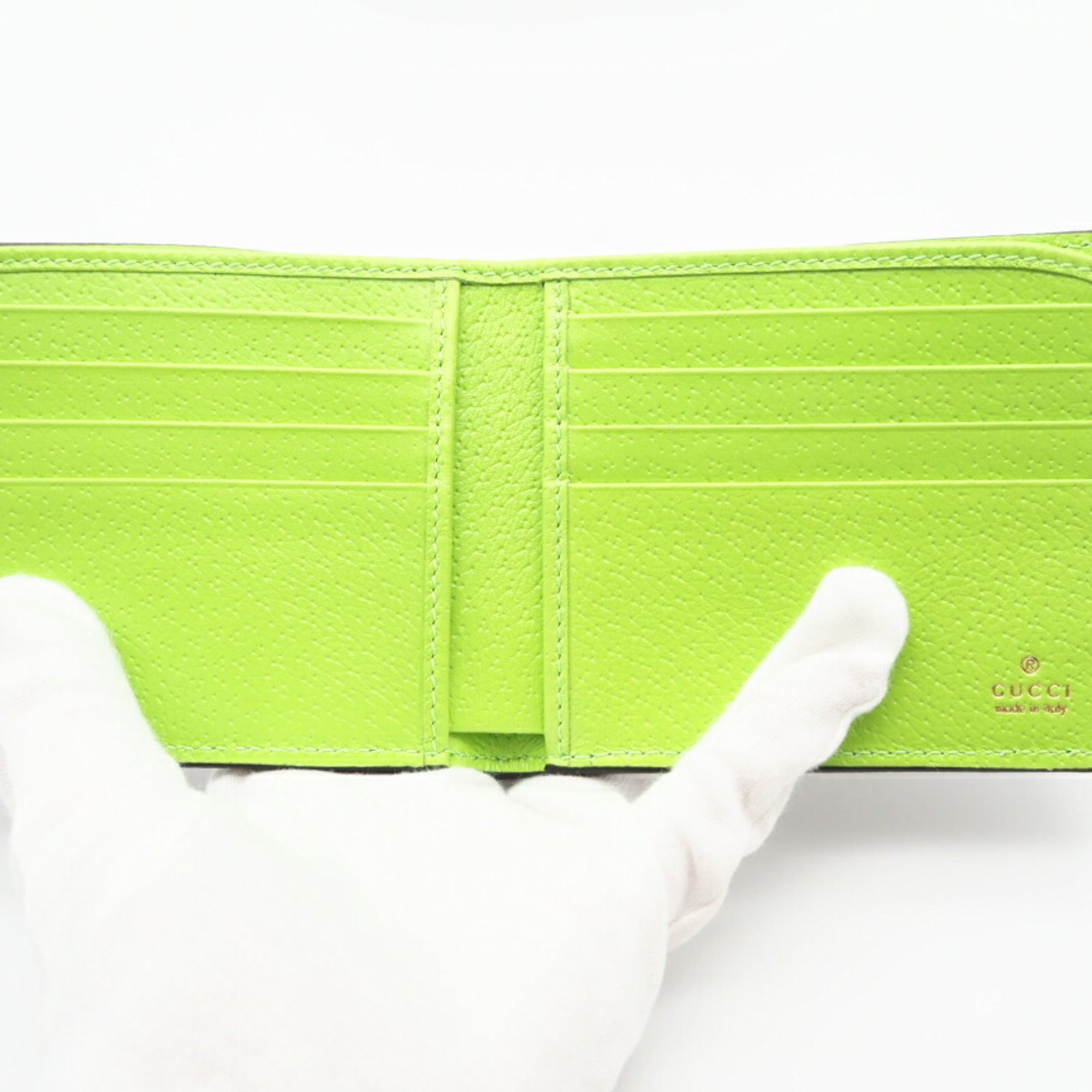 Gucci Beige Brown Green Red Color Coated Canvas Wallet (Bi-Fold) (Pre-Owned)