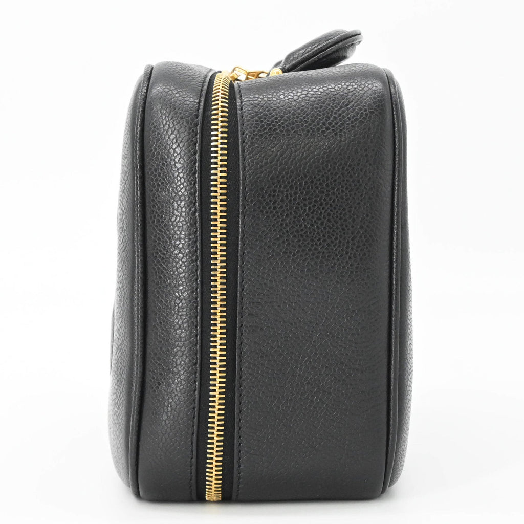 Chanel Black Leather Handbag Vanity Bag
