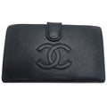 Chanel Black Grained Calfskin Long Wallet (Bi-Fold)