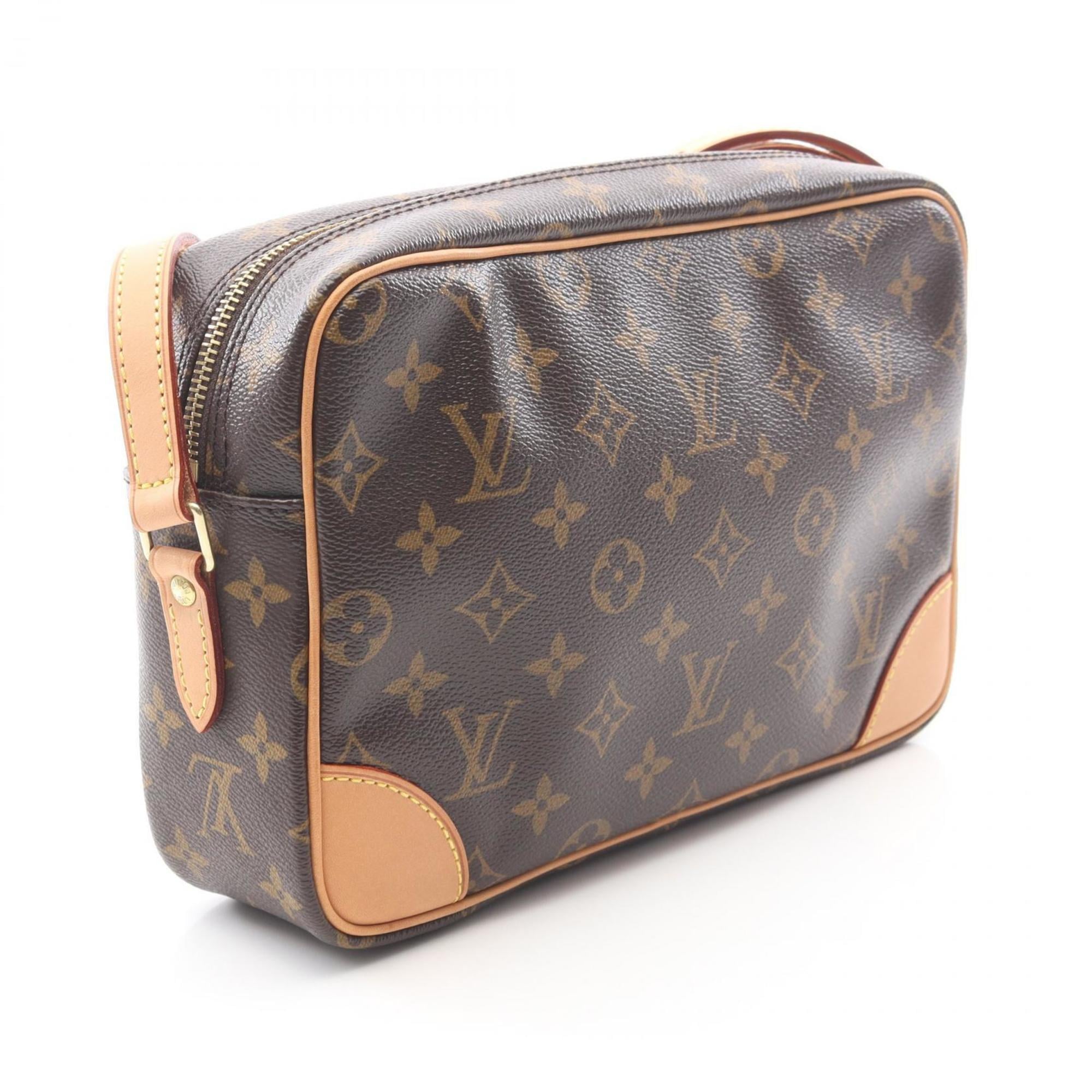 Louis Vuitton Brown Coated Canvas Leather Handbag Shoulder Bag