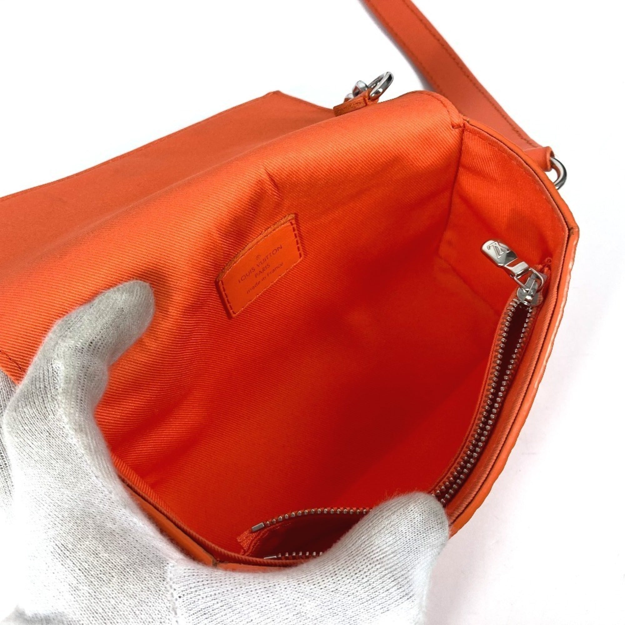 Louis Vuitton Orange Leather Pochette Shoulder Bag