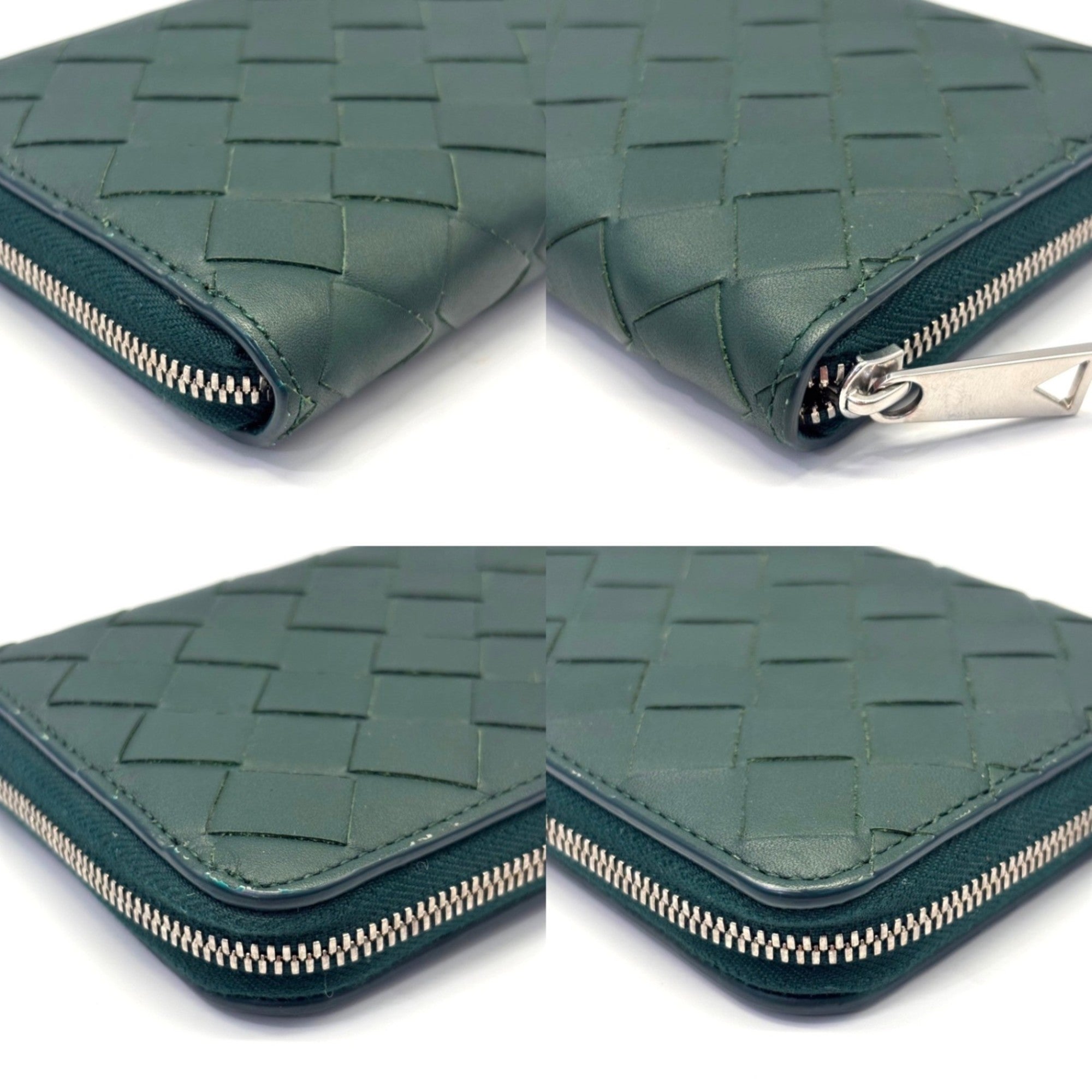 Bottega Veneta Green Leather Long Wallet (Bi-Fold)
