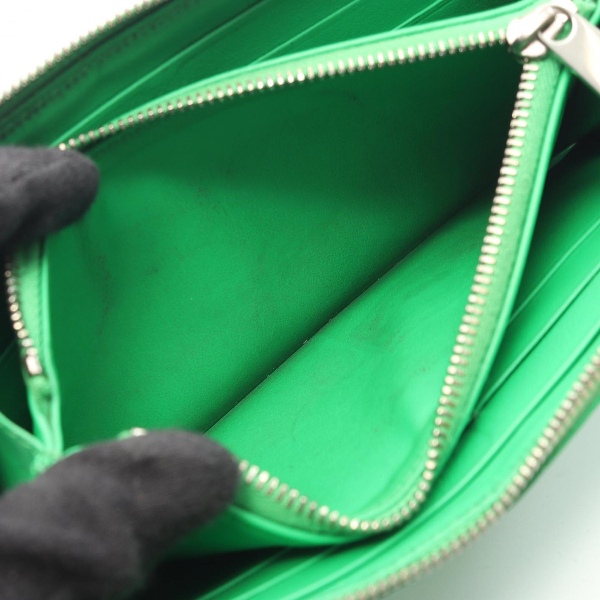 Bottega Veneta Intrecciato Green Leather Long Wallet