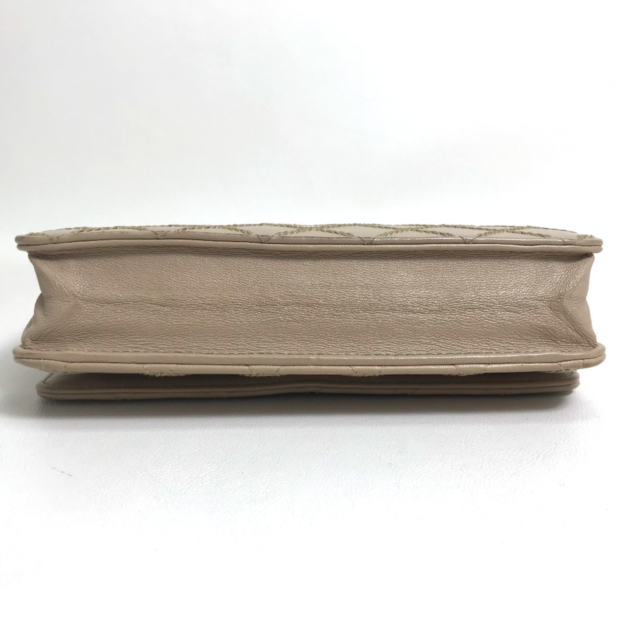 Chanel Beige Leather Long Wallet (Bi-Fold)