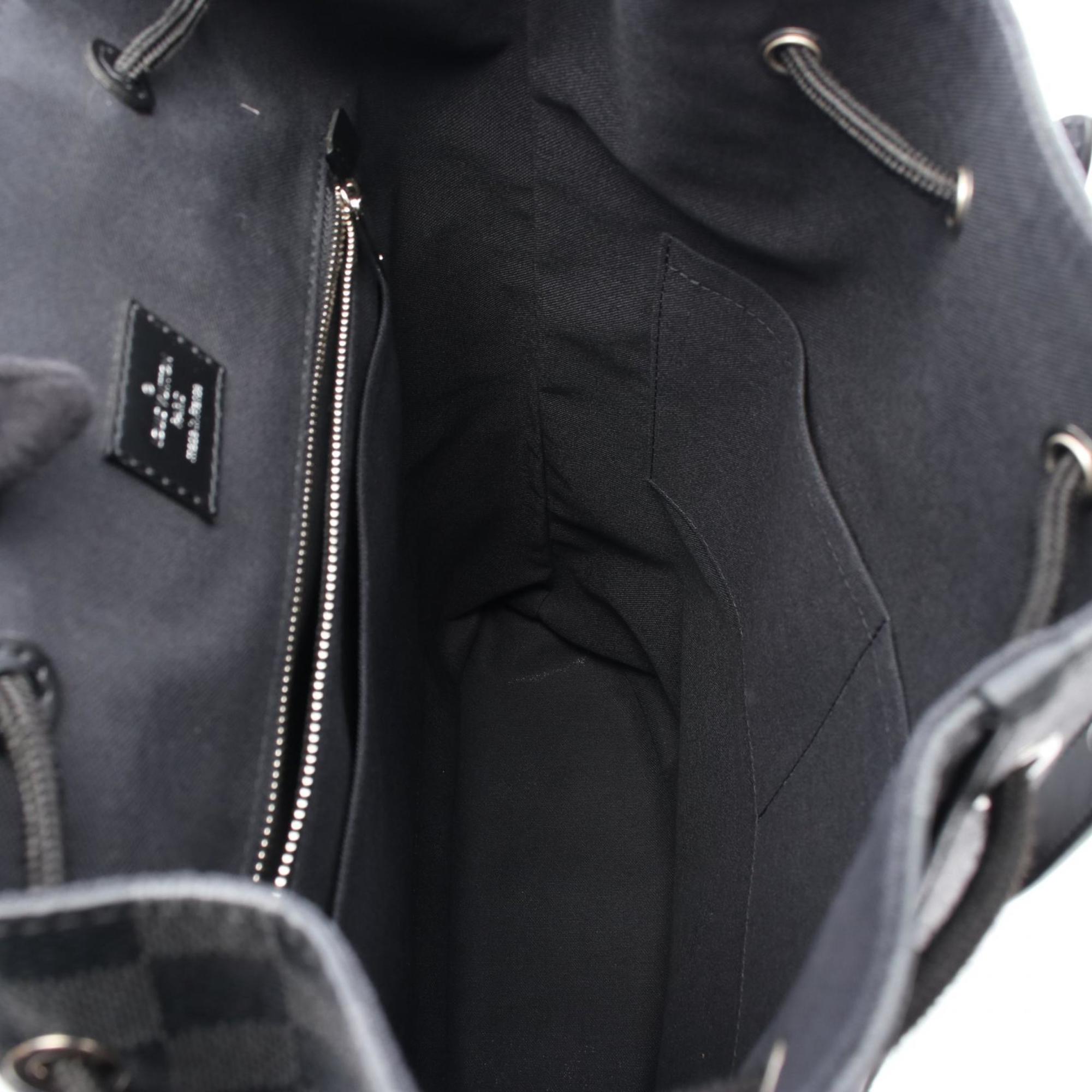Louis Vuitton Black Coated Canvas Leather Backpack