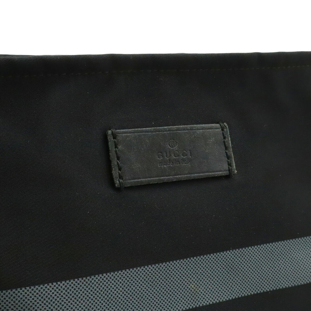Gucci Black Gray Nylon Leather Shoulder Bag (Pre-Owned)