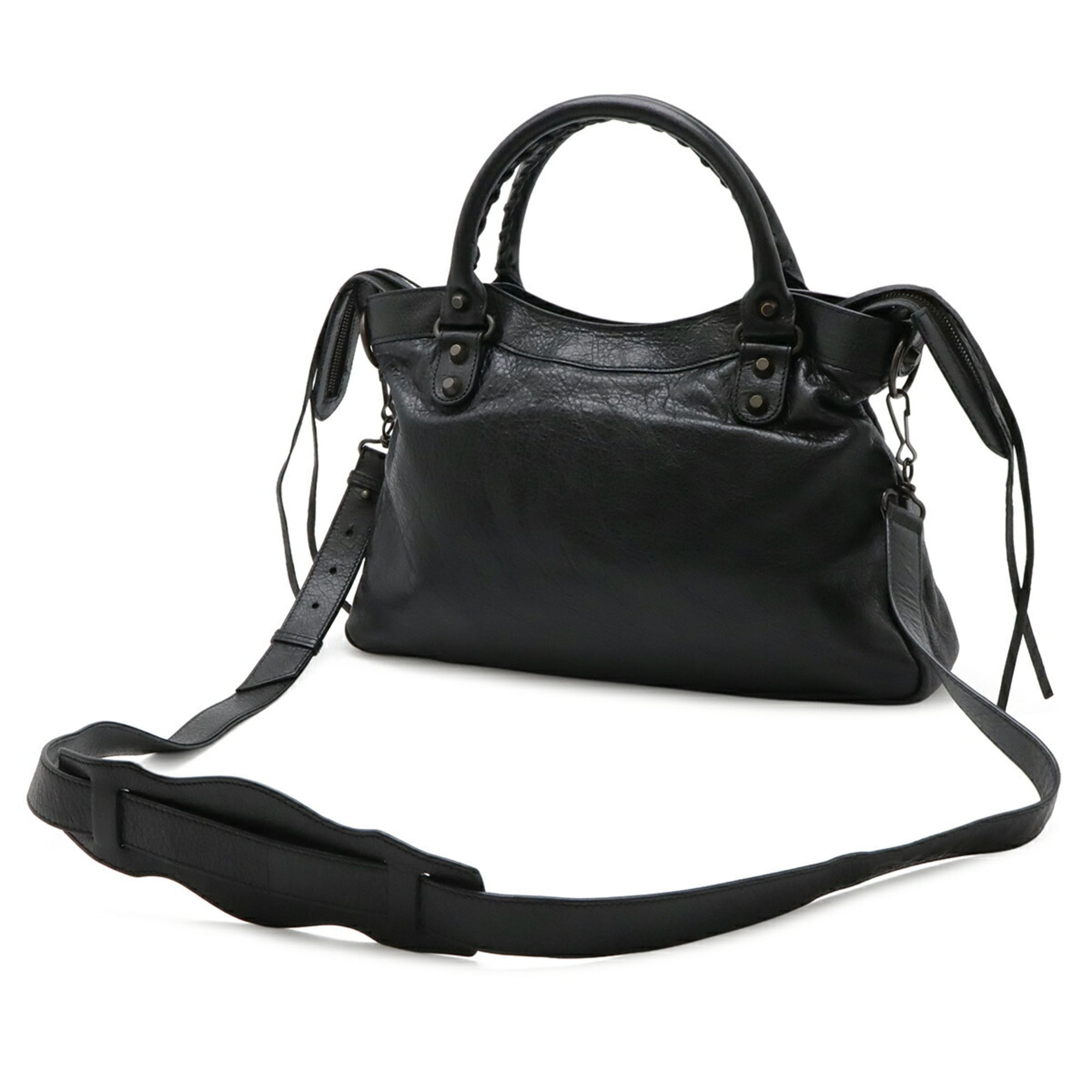 Balenciaga Black Leather Handbag Shoulder Bag Tote