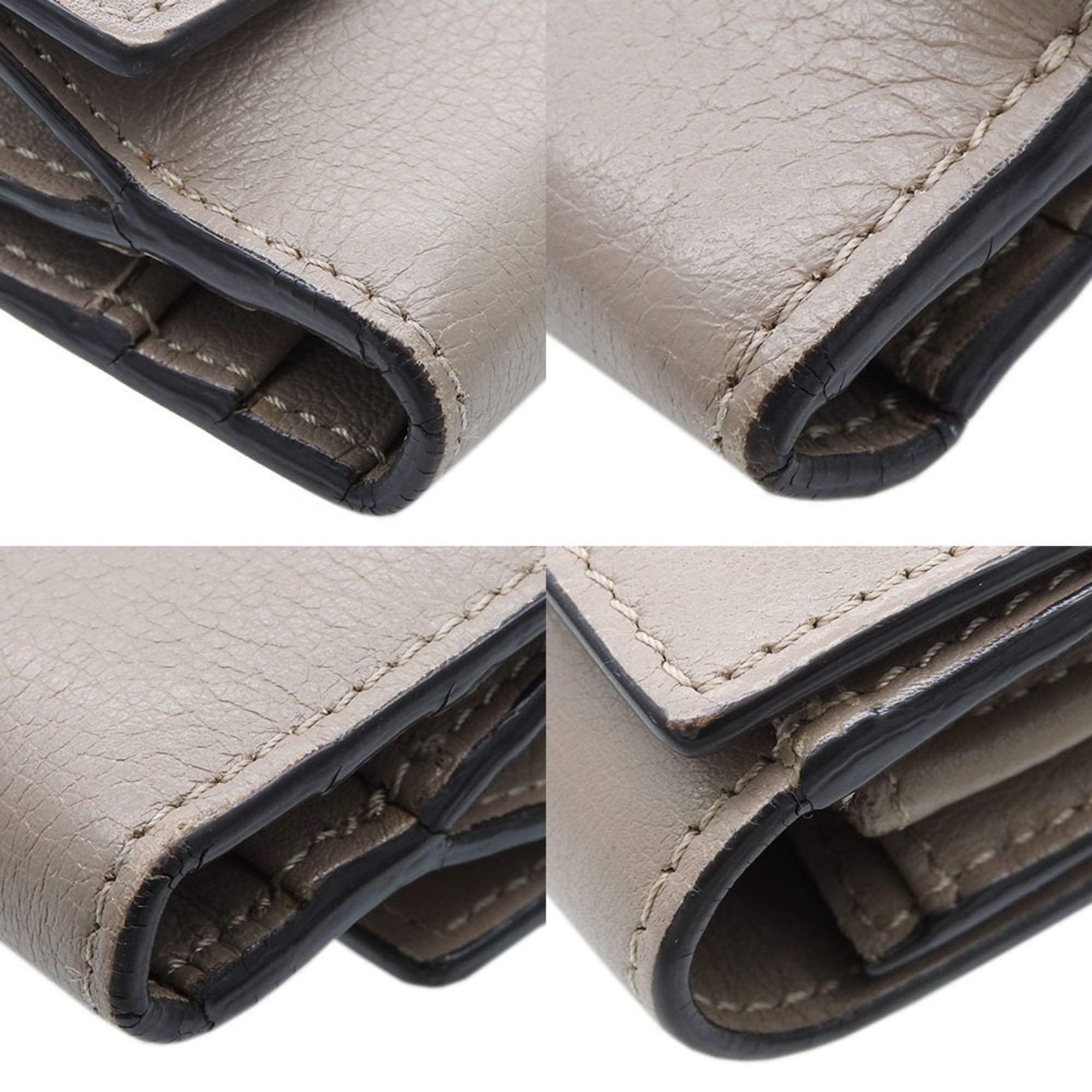 Fendi Beige Grayish Leather Wallet (Bi-Fold)