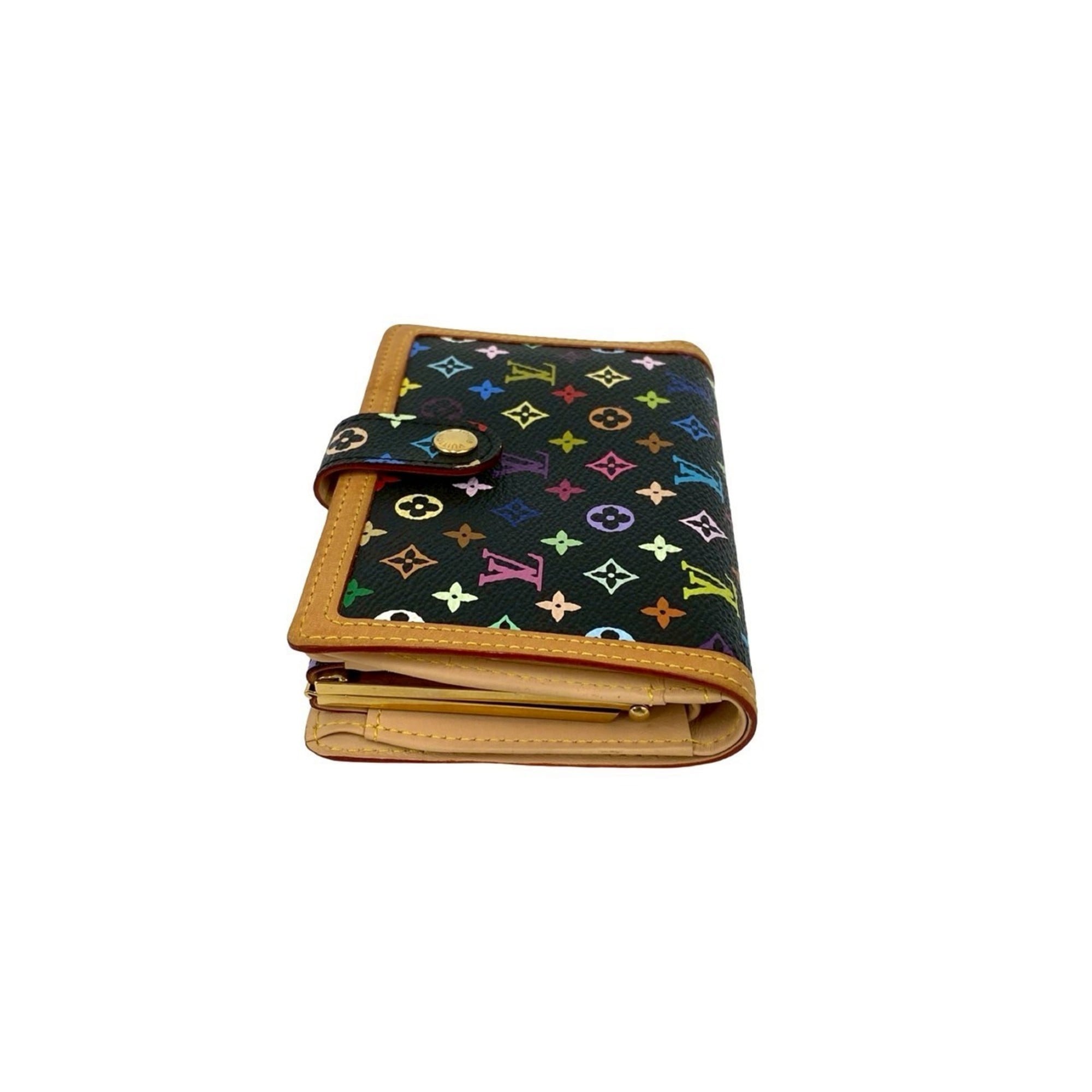 Louis Vuitton Black Brown Multi-Color Leather Pvc Wallet