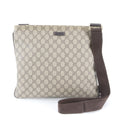 Gucci Brown Leather Coated Canvas Messenger Bag Shoulder Bag (Pre-Owned)