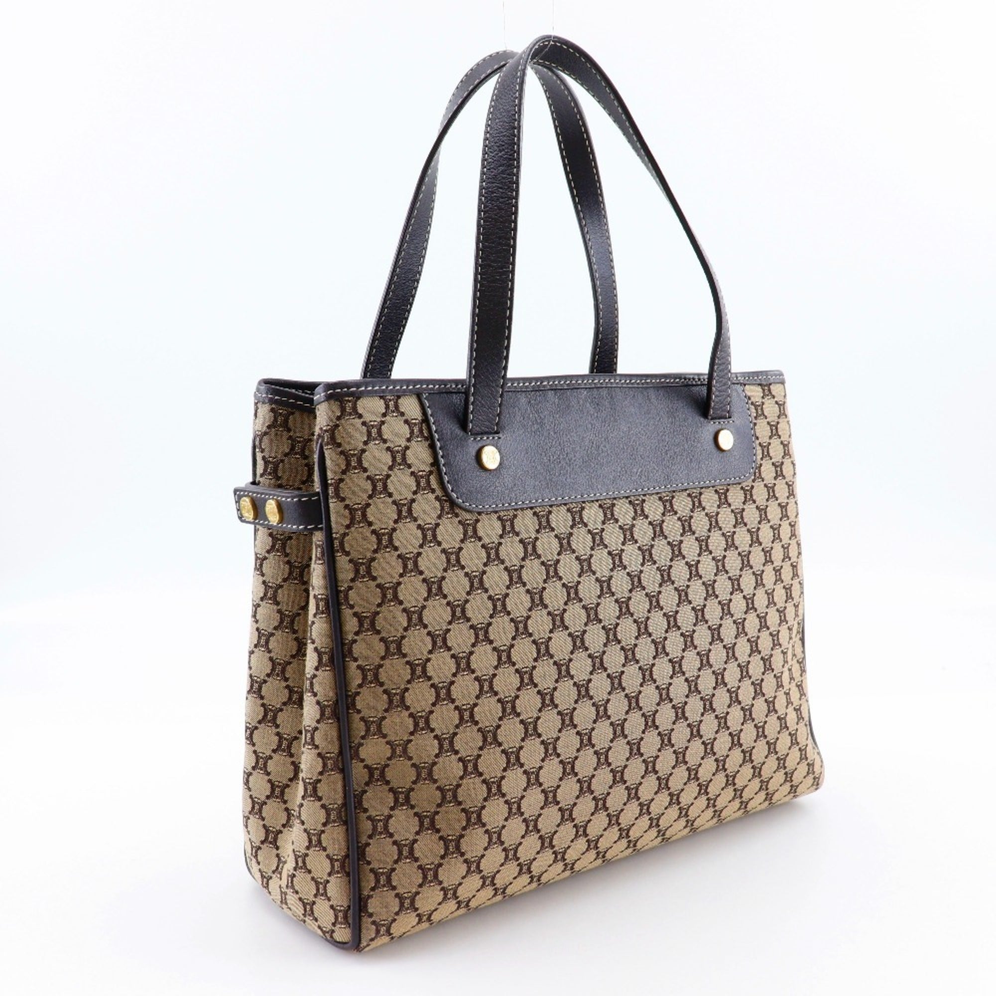 Celine Macadam Brown Canvas Leather Handbag