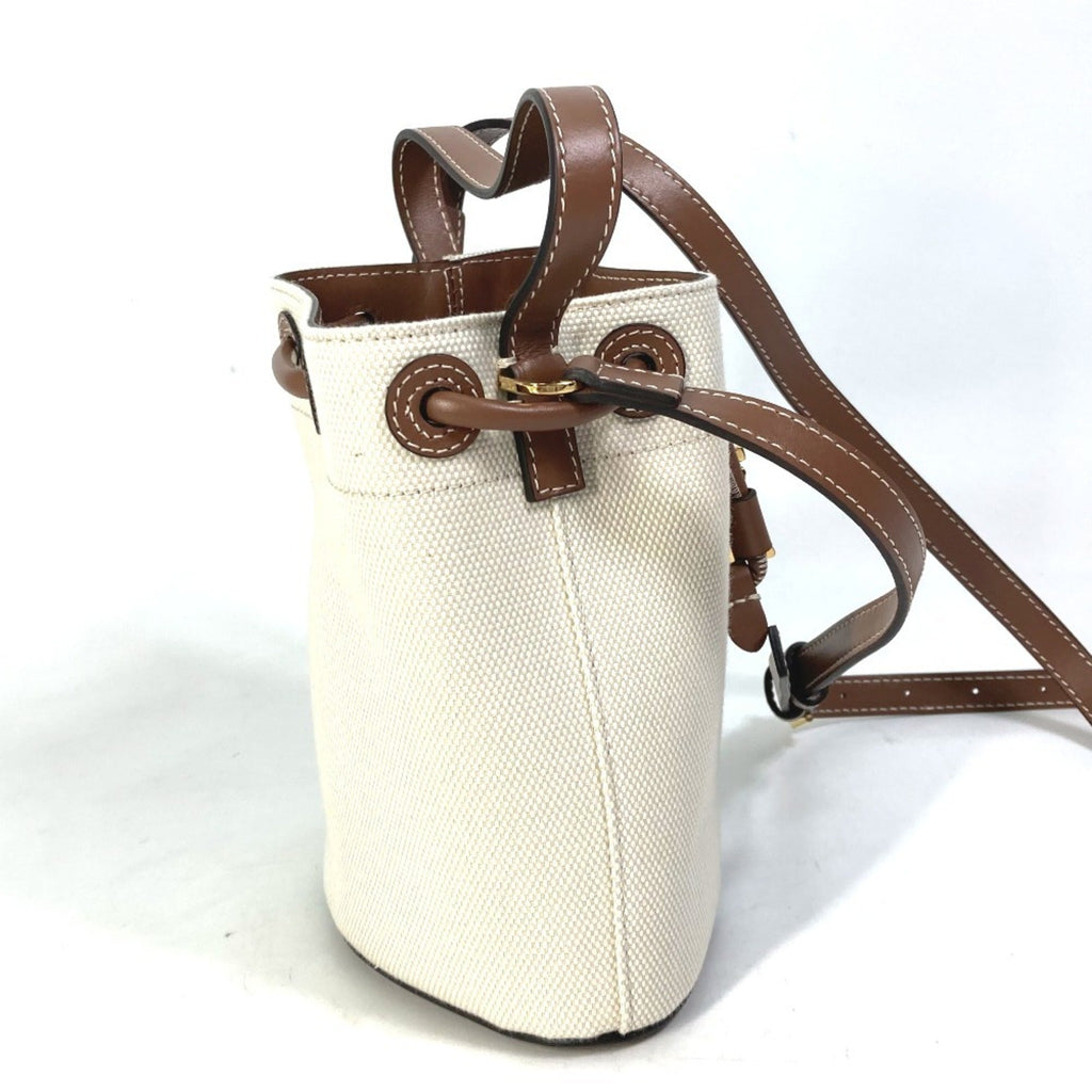 Burberry Brown Ivory Canvas Leather Shoulder Bag Tote Bag