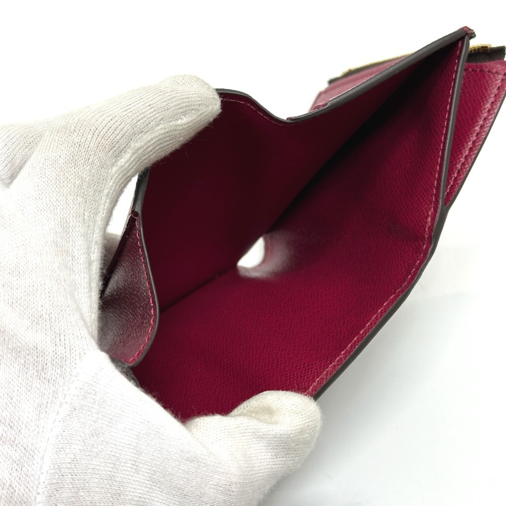 Louis Vuitton Monogram Brown Fuchsia Monogram Wallet (Tri-Fold)