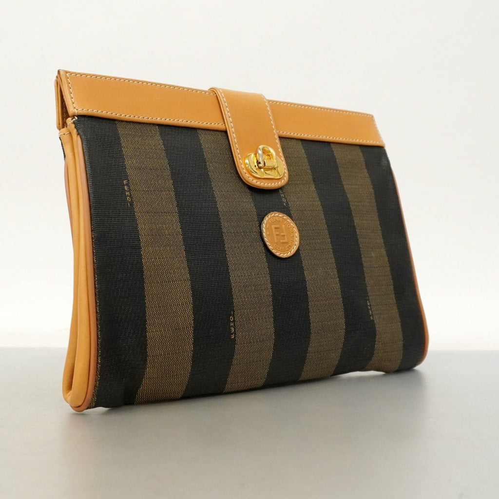 Fendi Beige Black Pvc Clutch Bag