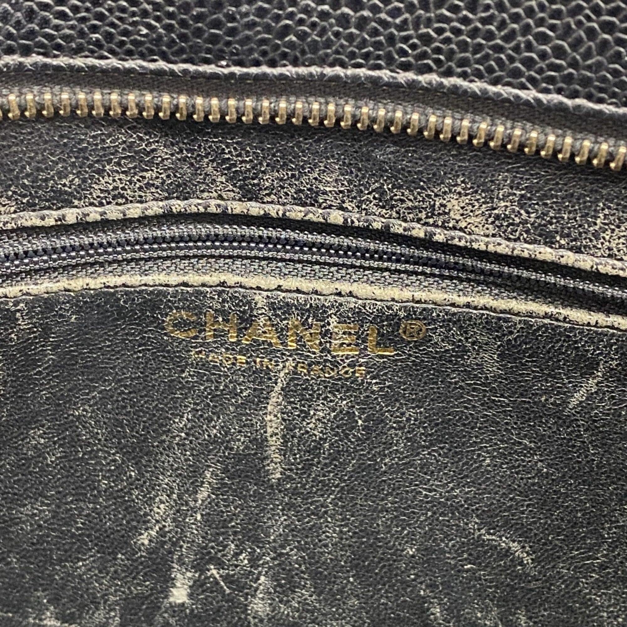 Chanel Black Grained Calfskin Tote Bag