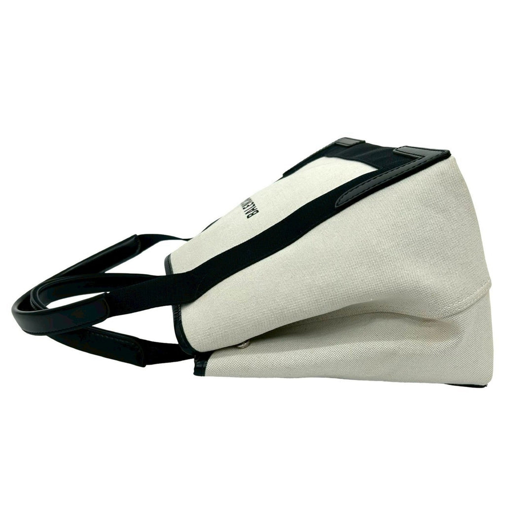 Balenciaga Black Ivory Canvas Leather Handbag Pouch Tote
