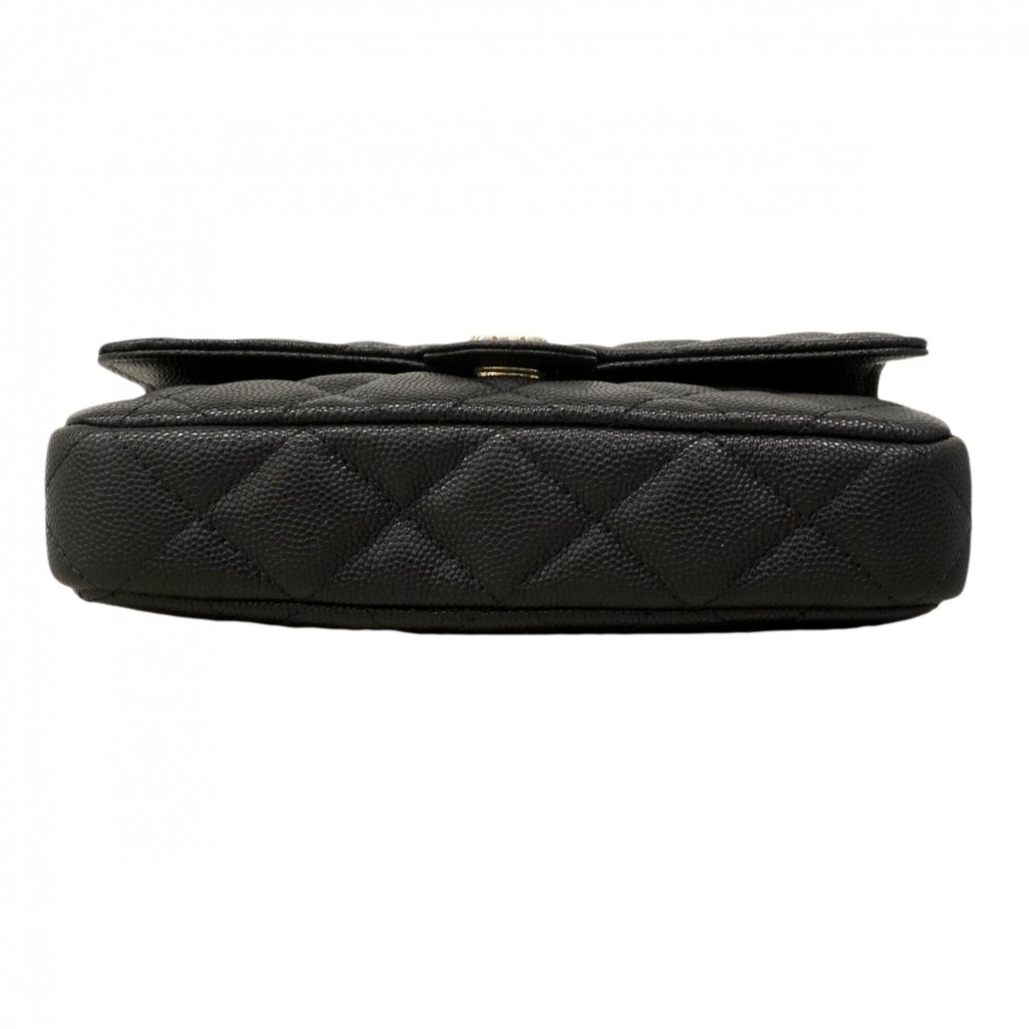 Chanel Black Grained Calfskin Shoulder Bag