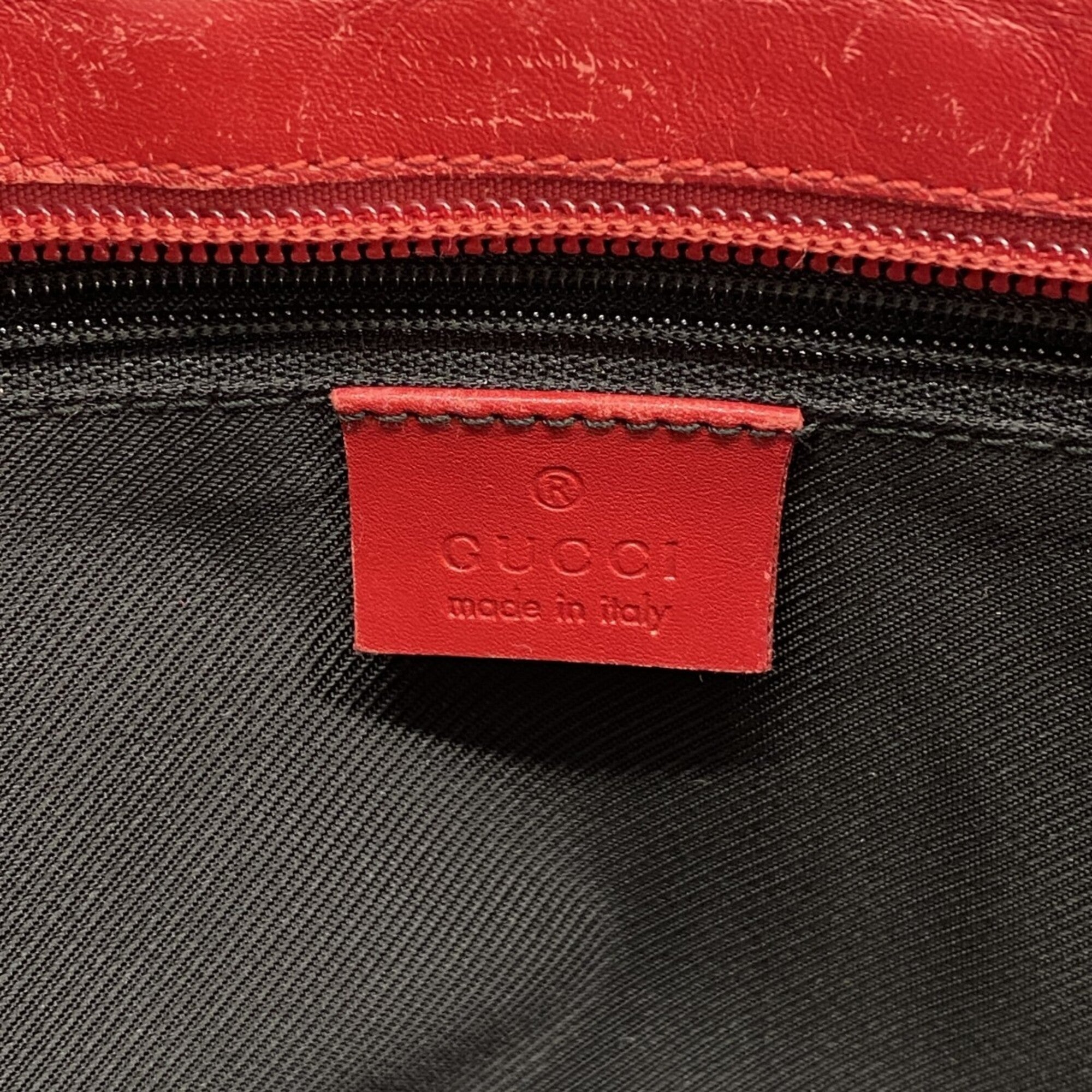Gucci Black Red Color Canvas Tote Bag (Pre-Owned)