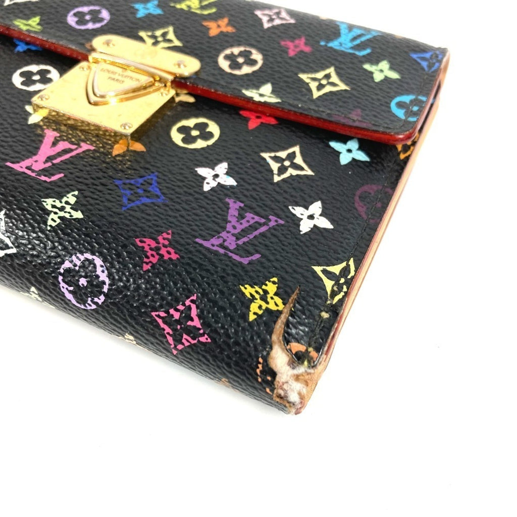 Louis Vuitton Black Multi-Color Noir Monogram Multicolore Canvas Wallet (Tri-Fold)