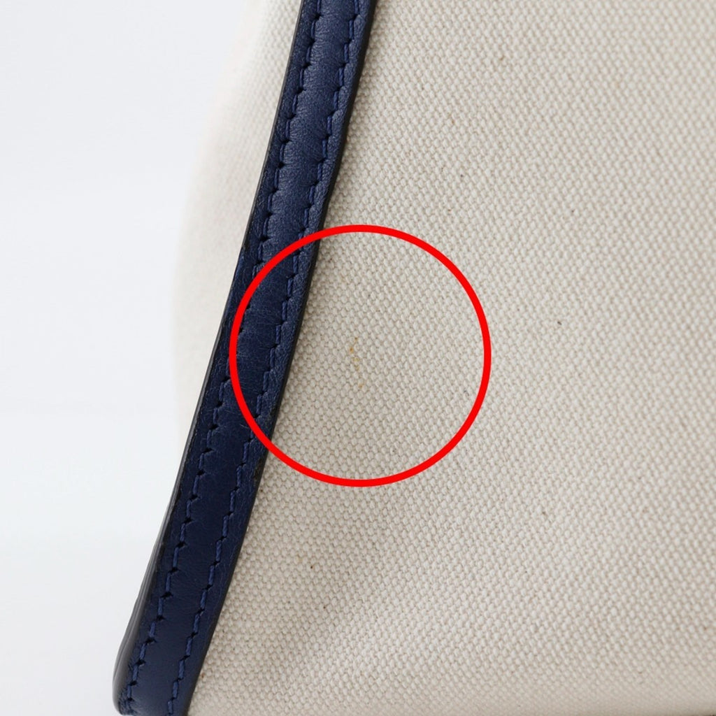 Fendi Navy White Canvas Leather Handbag