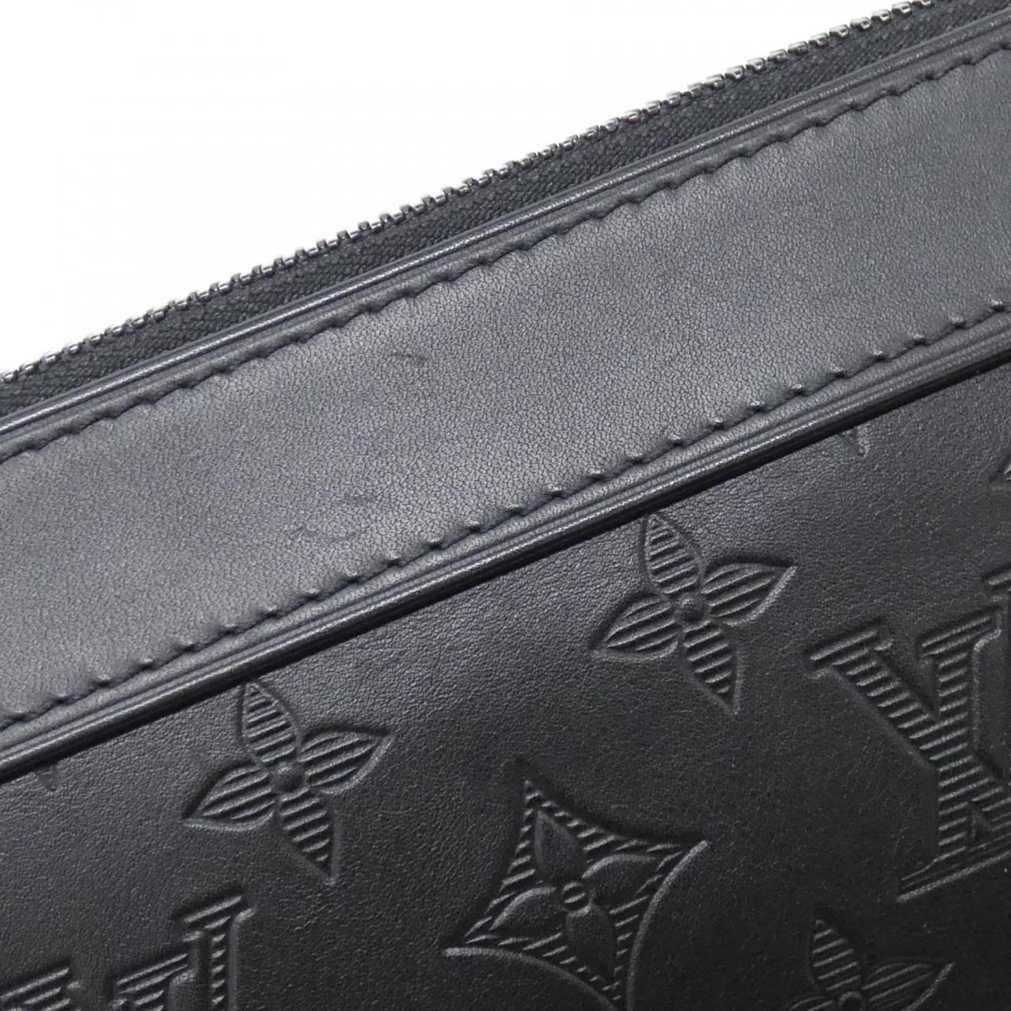 Louis Vuitton Monogram Shadow Black Leather Handbag Pochette