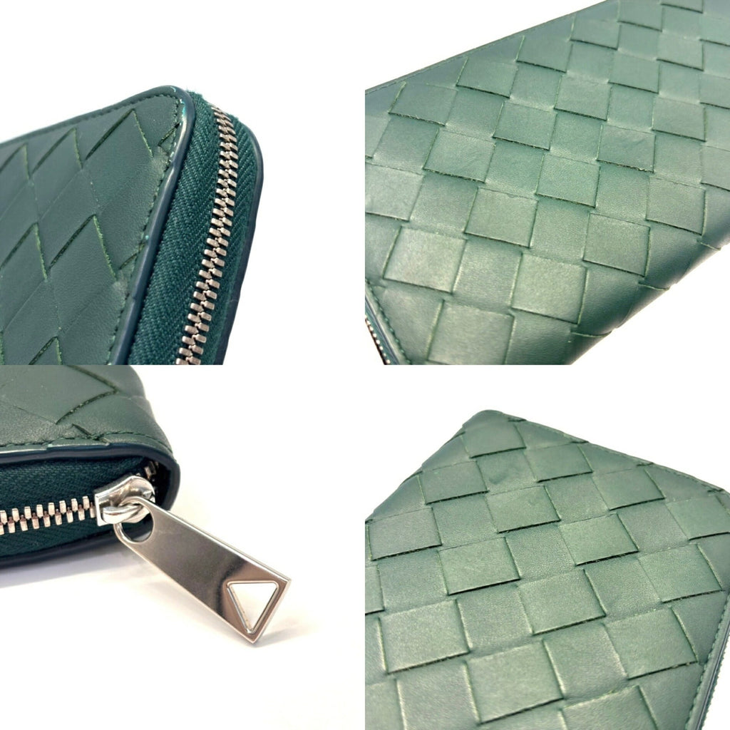 Bottega Veneta Green Leather Long Wallet (Bi-Fold)