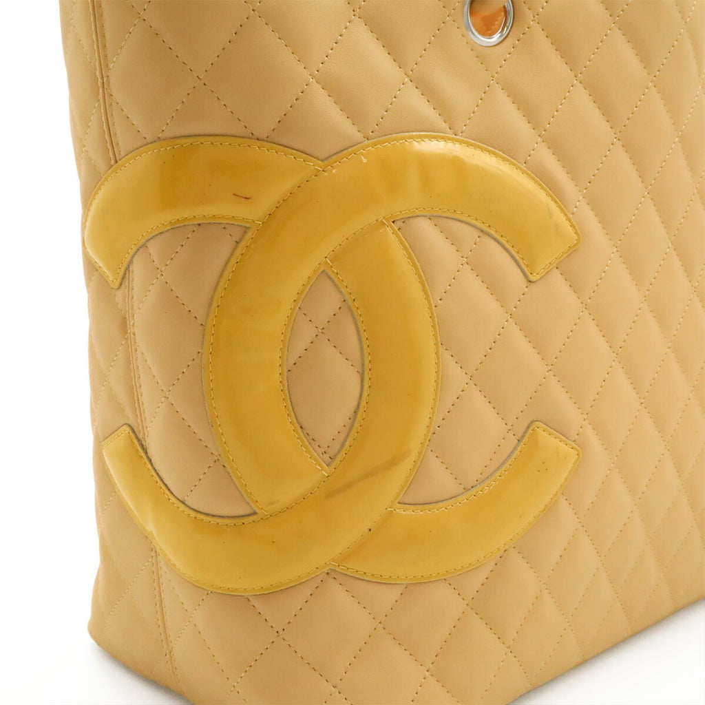 Chanel Beige Yellow Leather Shoulder Bag Tote Bag