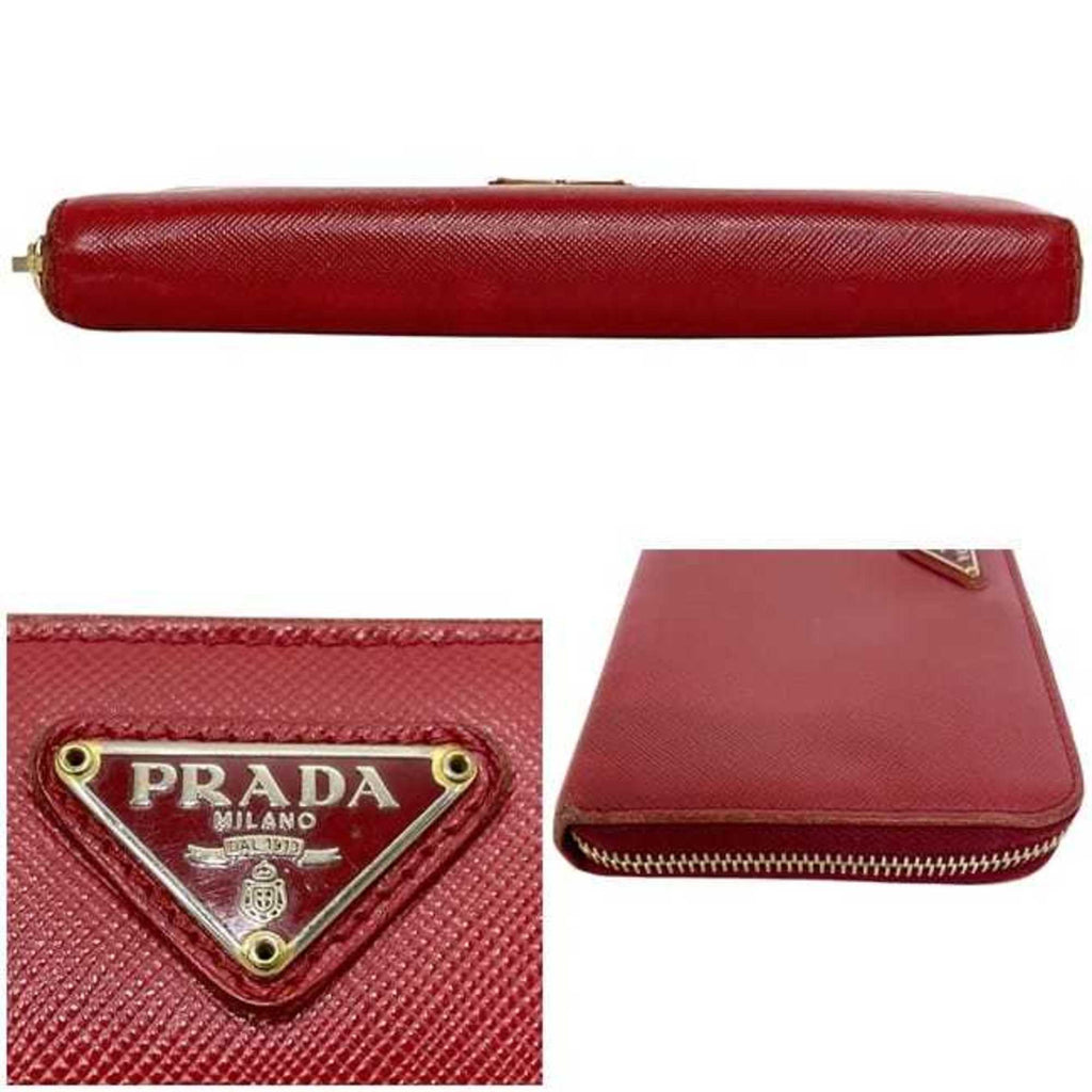 Prada Red Color Saffiano Long Wallet (Bi-Fold)