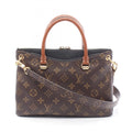 Louis Vuitton Black Brown Monogram Coated Canvas Leather Handbag