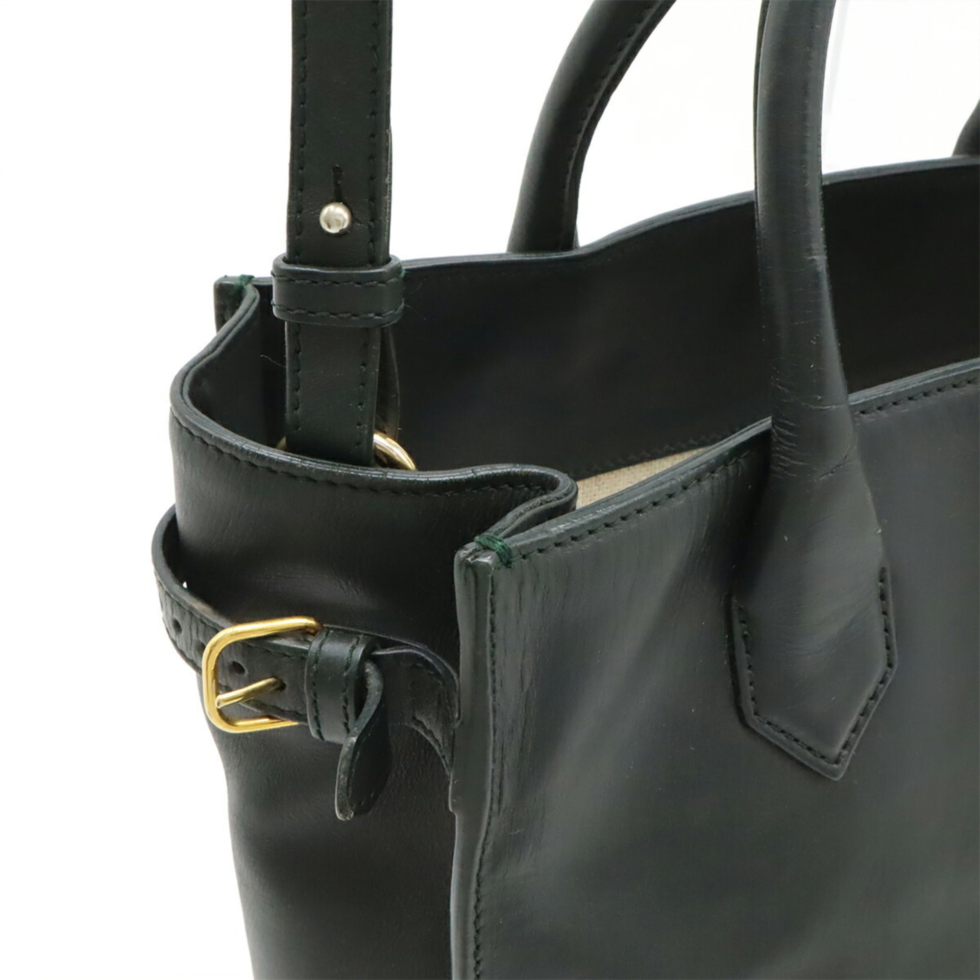 Balenciaga Dark Green Leather Handbag Shoulder