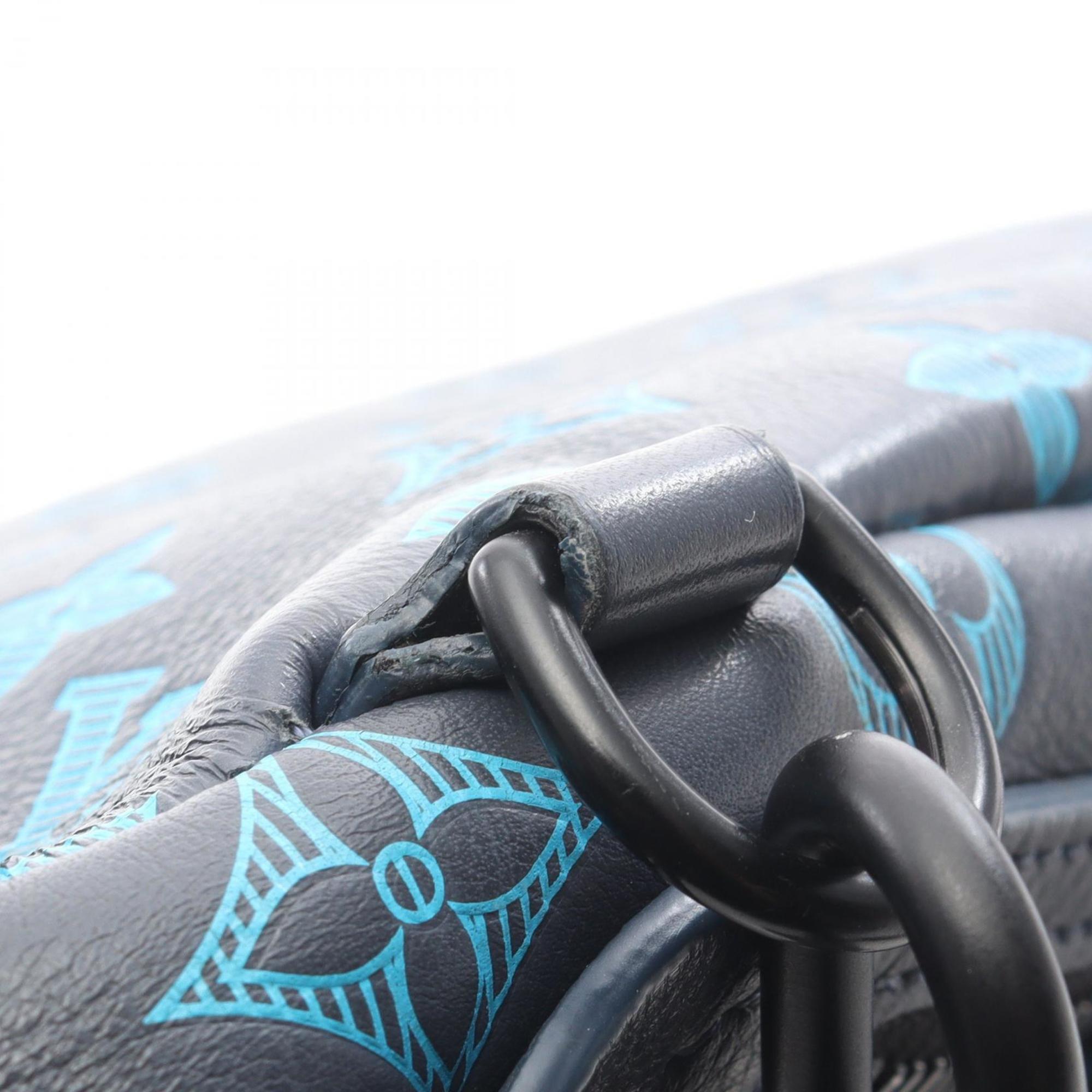 Louis Vuitton Blue Gray Monogram Shadow Leather Fanny Pack Sling Bag