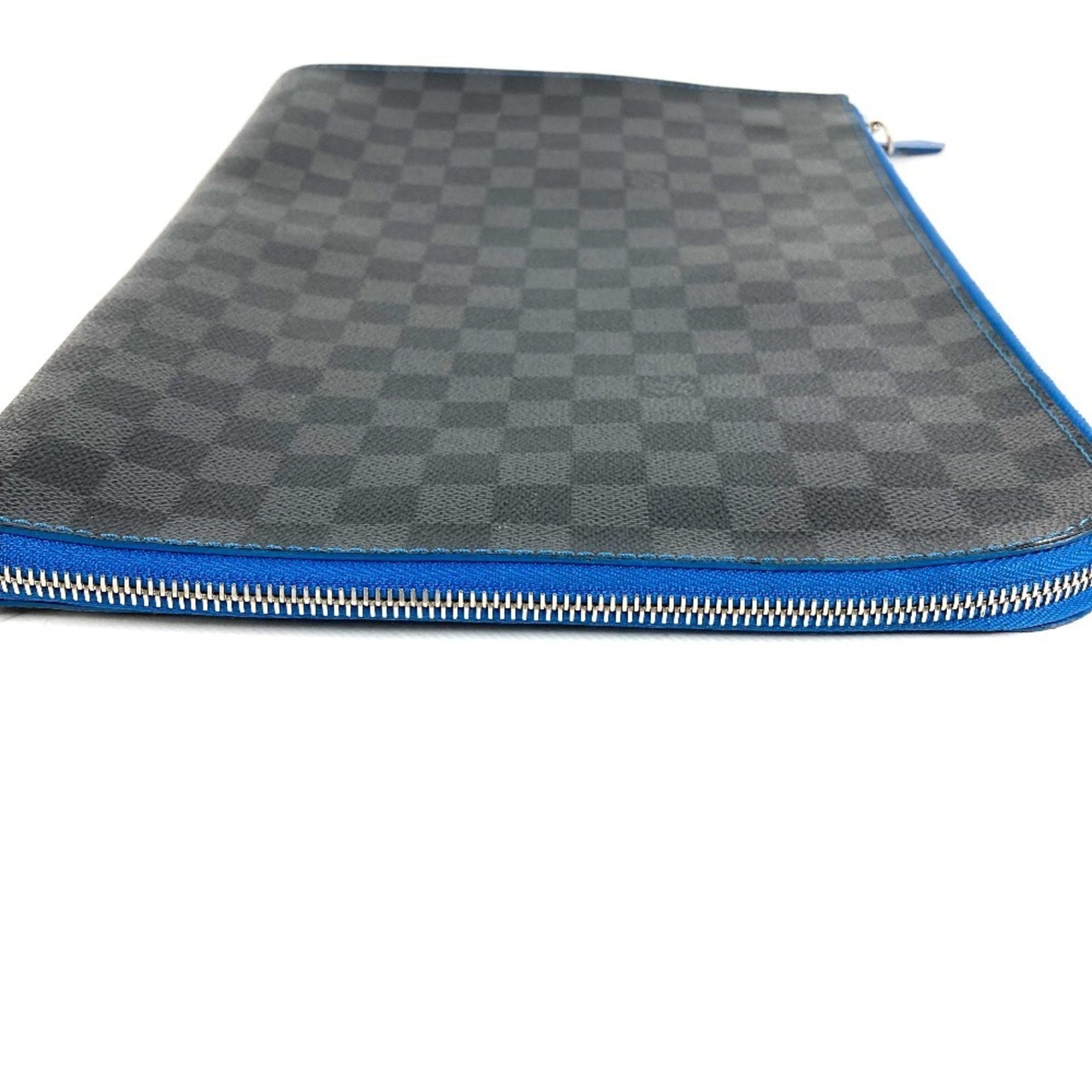 Louis Vuitton Black Blue Damier Graphite Clutch Bag Pochette Pouch
