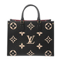Louis Vuitton Beige Black Leather Handbag