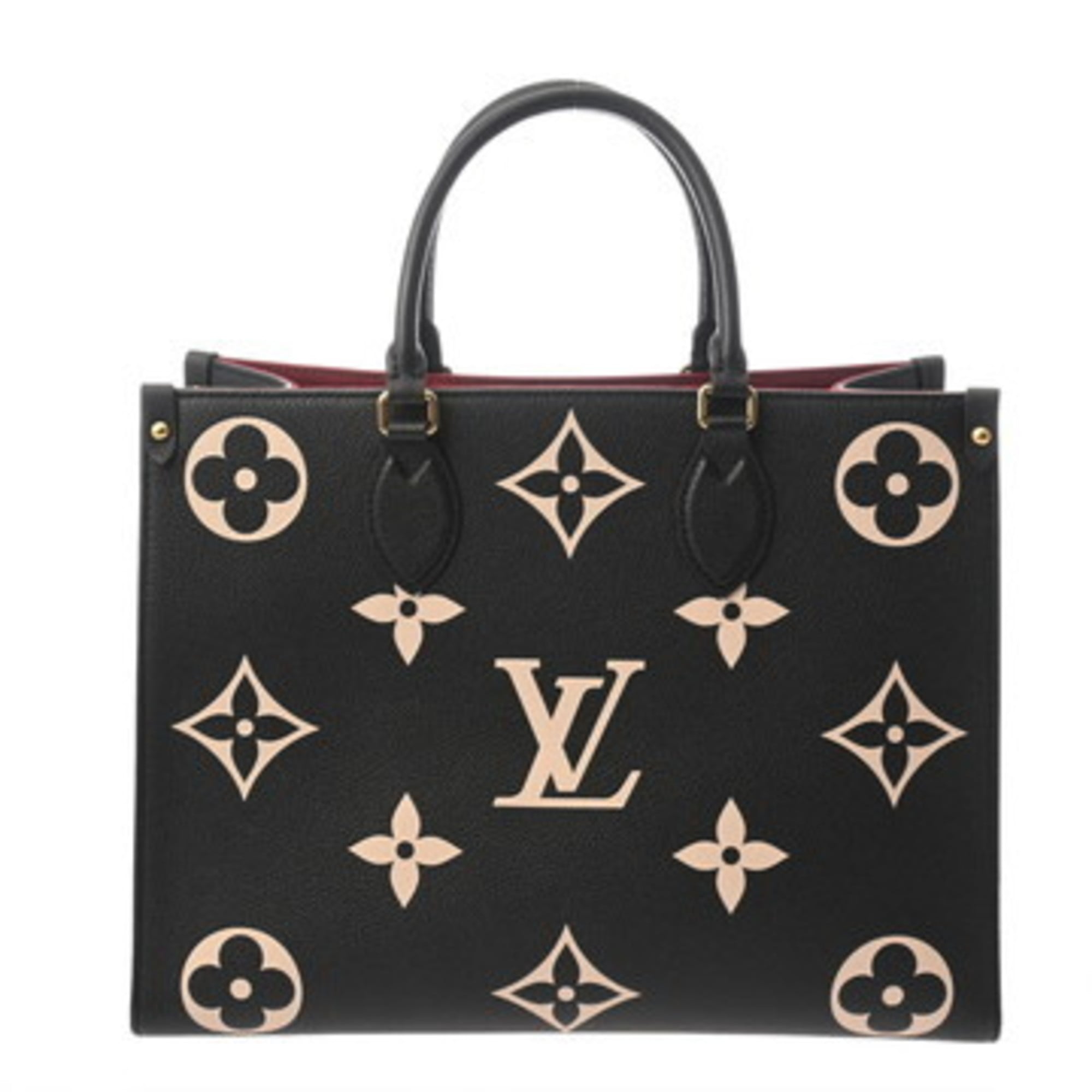 Louis Vuitton Beige Black Leather Handbag